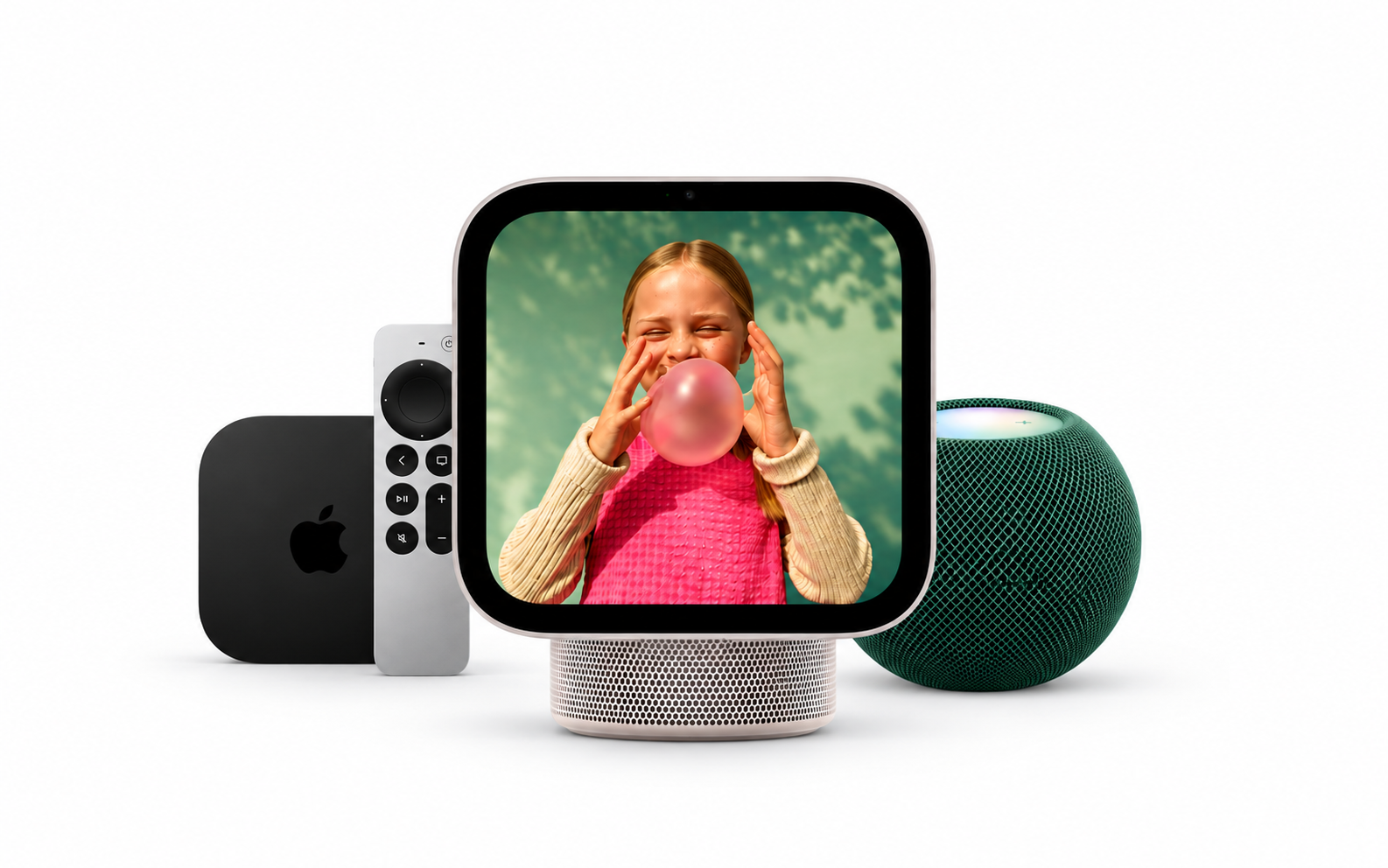 Apple's October 2026 smart home lineup — HomeView display, the new Apple TV 4K, HomePod mini 2, and Apple Home Collection accessories.